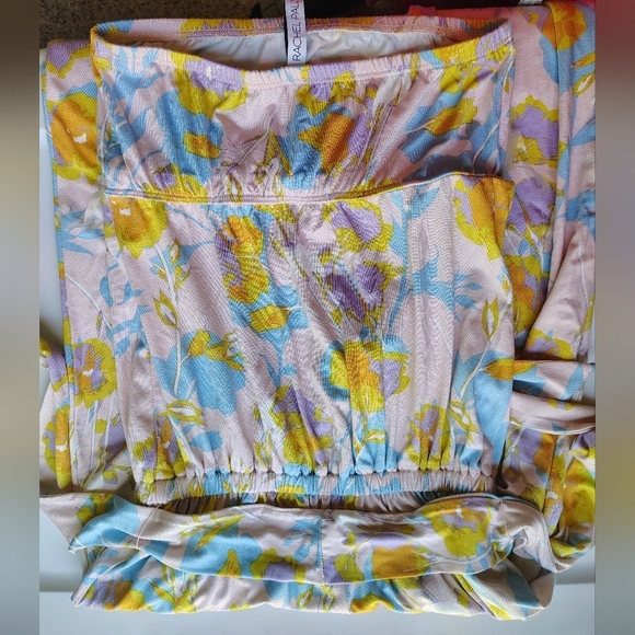 Rachel Pally strapless jumpsuit,pink With yellow flowers,pockets,modal,sz XS. - Picture 10 of 16